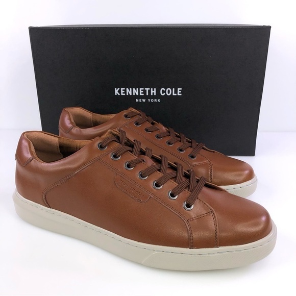 Kenneth Cole Liam Brown Leather Sneaker Shoes Size 10.5